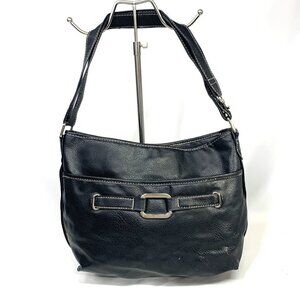 Rosetti Convertible Shoulder Crossbody Bag black Vegan Leather Silver 14" x 10"